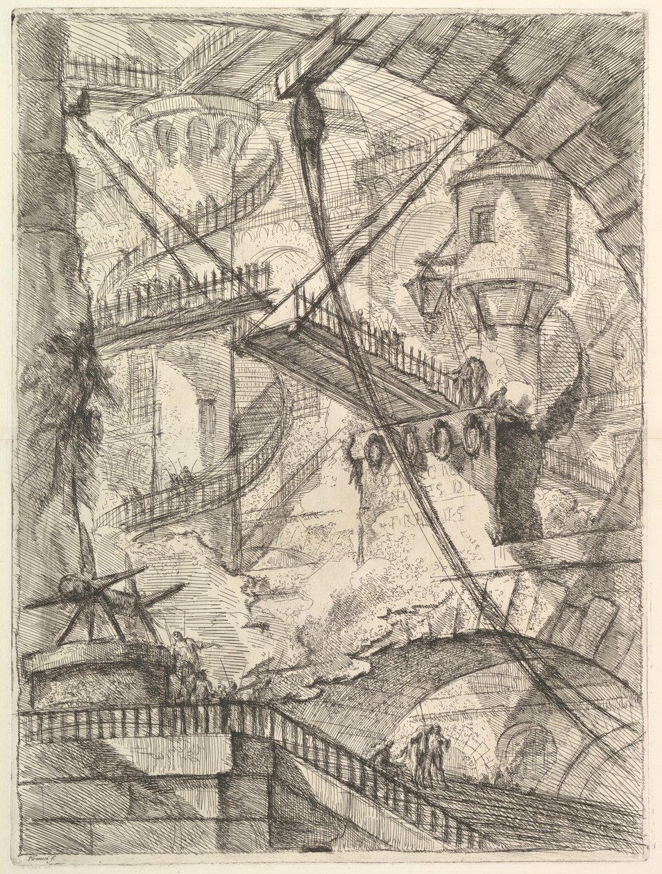 Padací most, z Carceri dinvenzione imaginární věznice, ca. 1749-50. od Giovanni Battista Piranesi