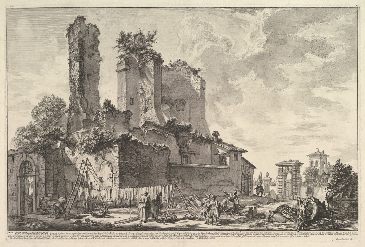 Fontána Aqua Giulia (Pohledy na zbytky hradu Aqua Giulia) od Giovanni Battista Piranesi