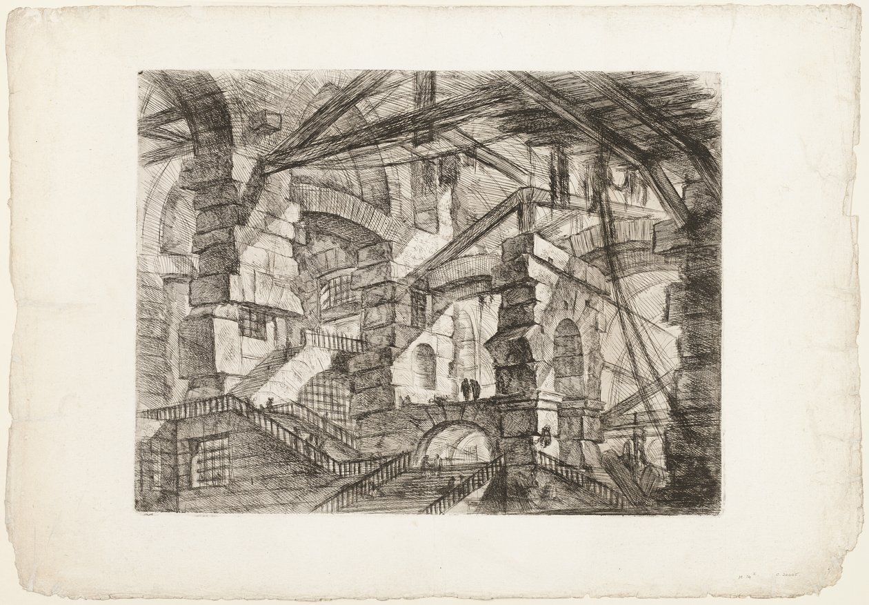 Gotický oblouk, deska 14 z imaginárních věznic od Giovanni Battista Piranesi