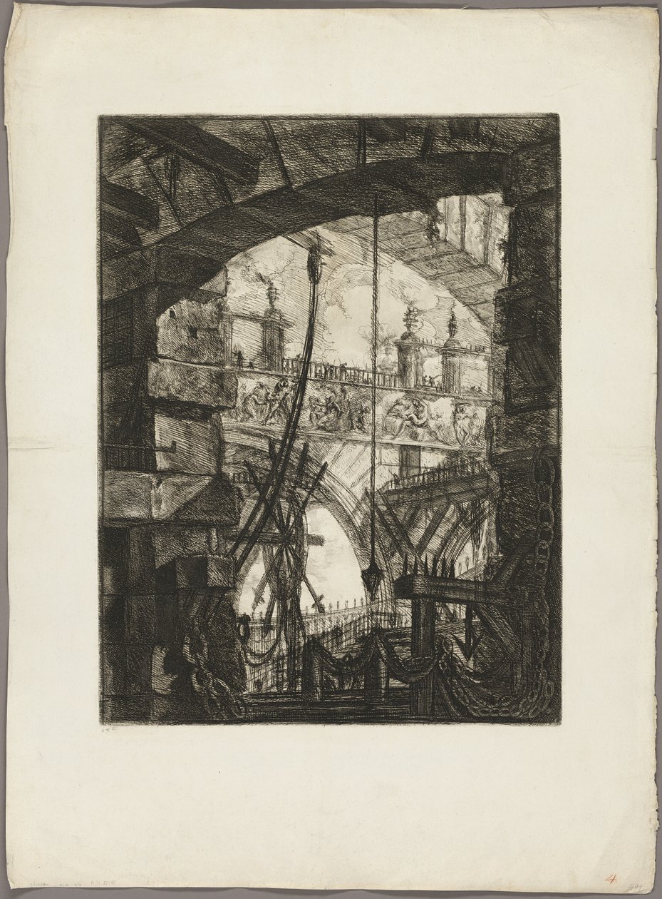 Grand Piazza, deska 4 z imaginárních věznic od Giovanni Battista Piranesi