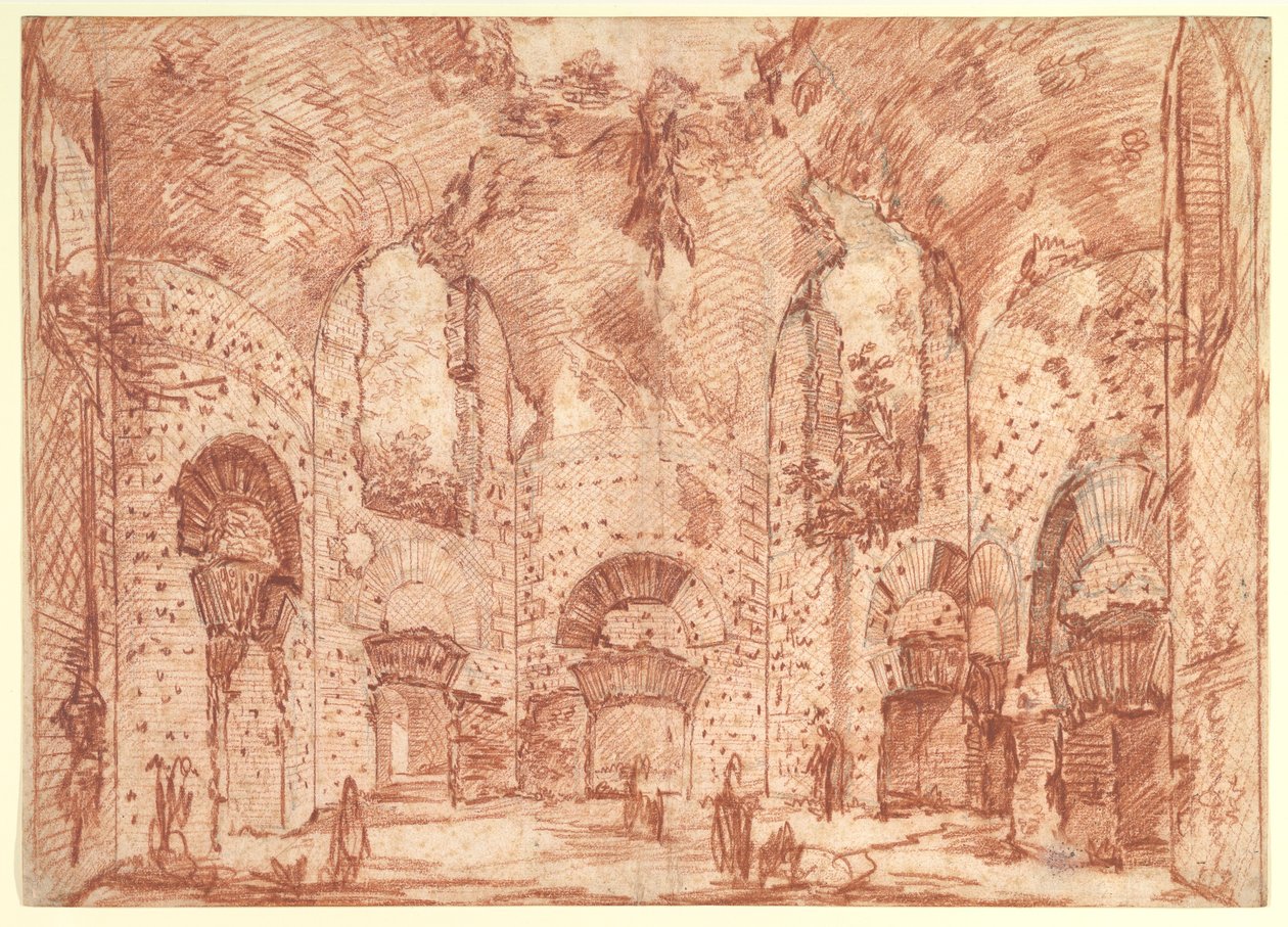 Osmiboká místnost v Malých lázních Hadriánovy vily (Tivoli) od Giovanni Battista Piranesi