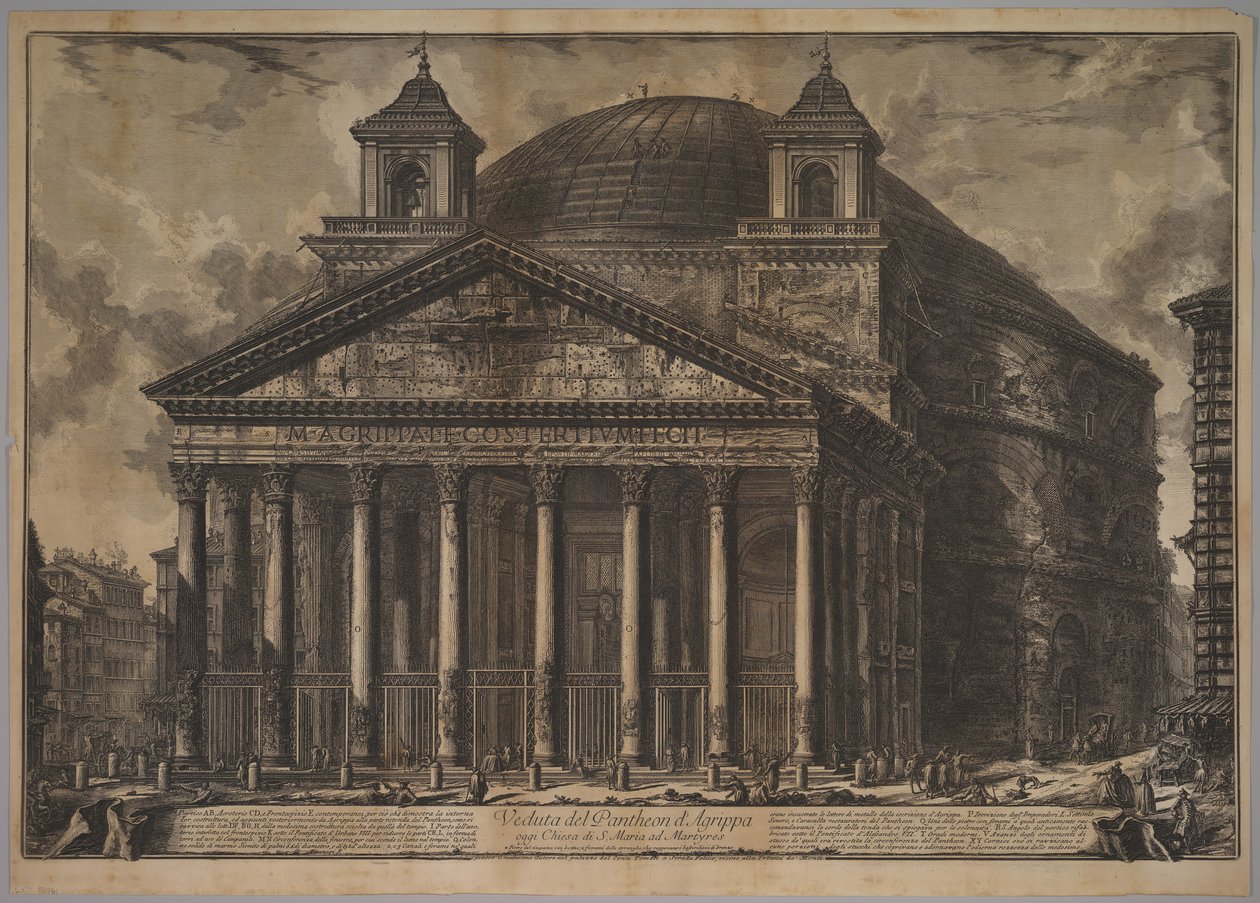 Exteriér Pantheonu Pohled na Pantheon Agrippa dnešní Kostel S. Maria ad Martyres, 1720-78. od Giovanni Battista Piranesi