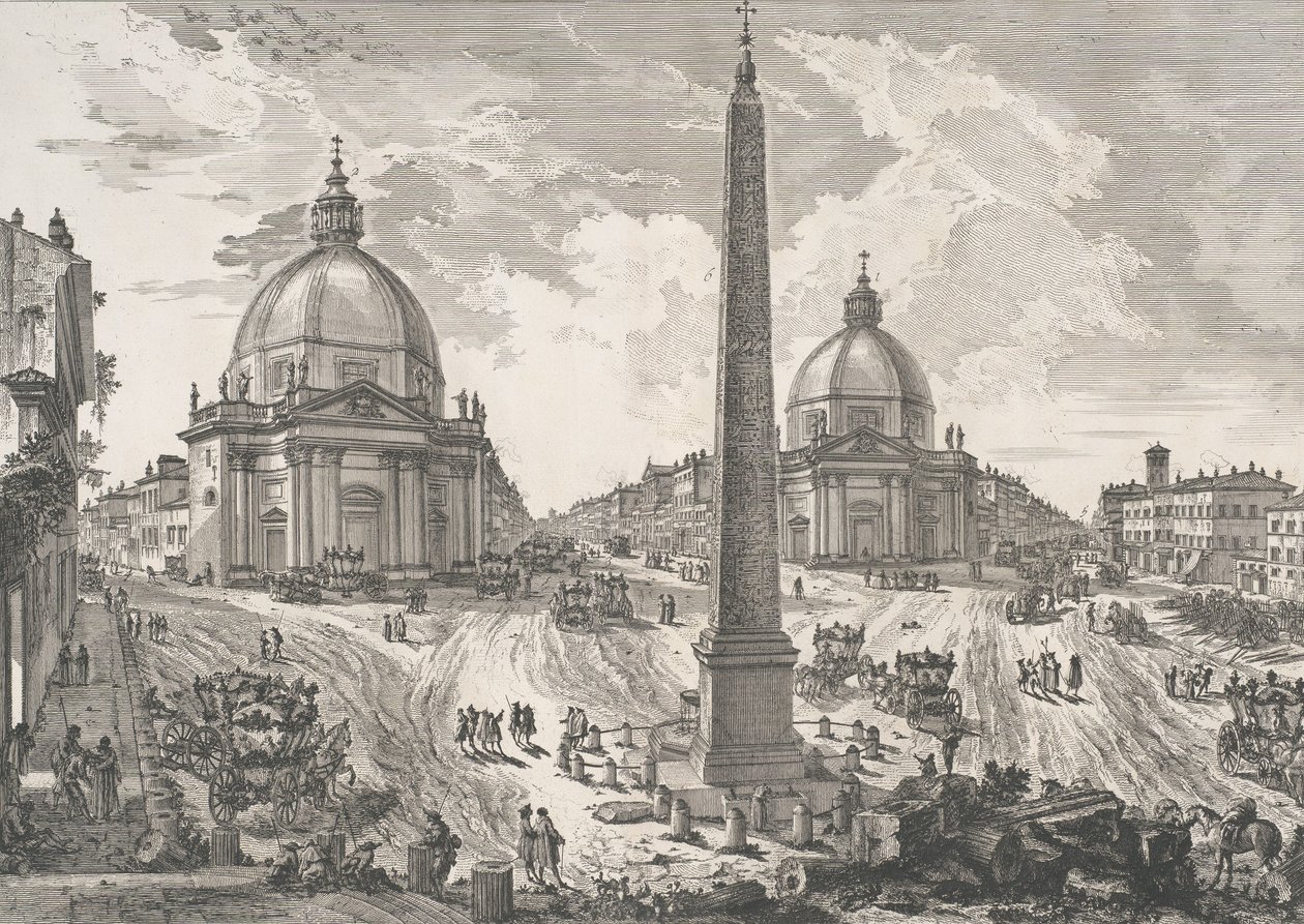 Piazza del Popolo Pohled na Piazza del Popolo, ca. 1750. od Giovanni Battista Piranesi
