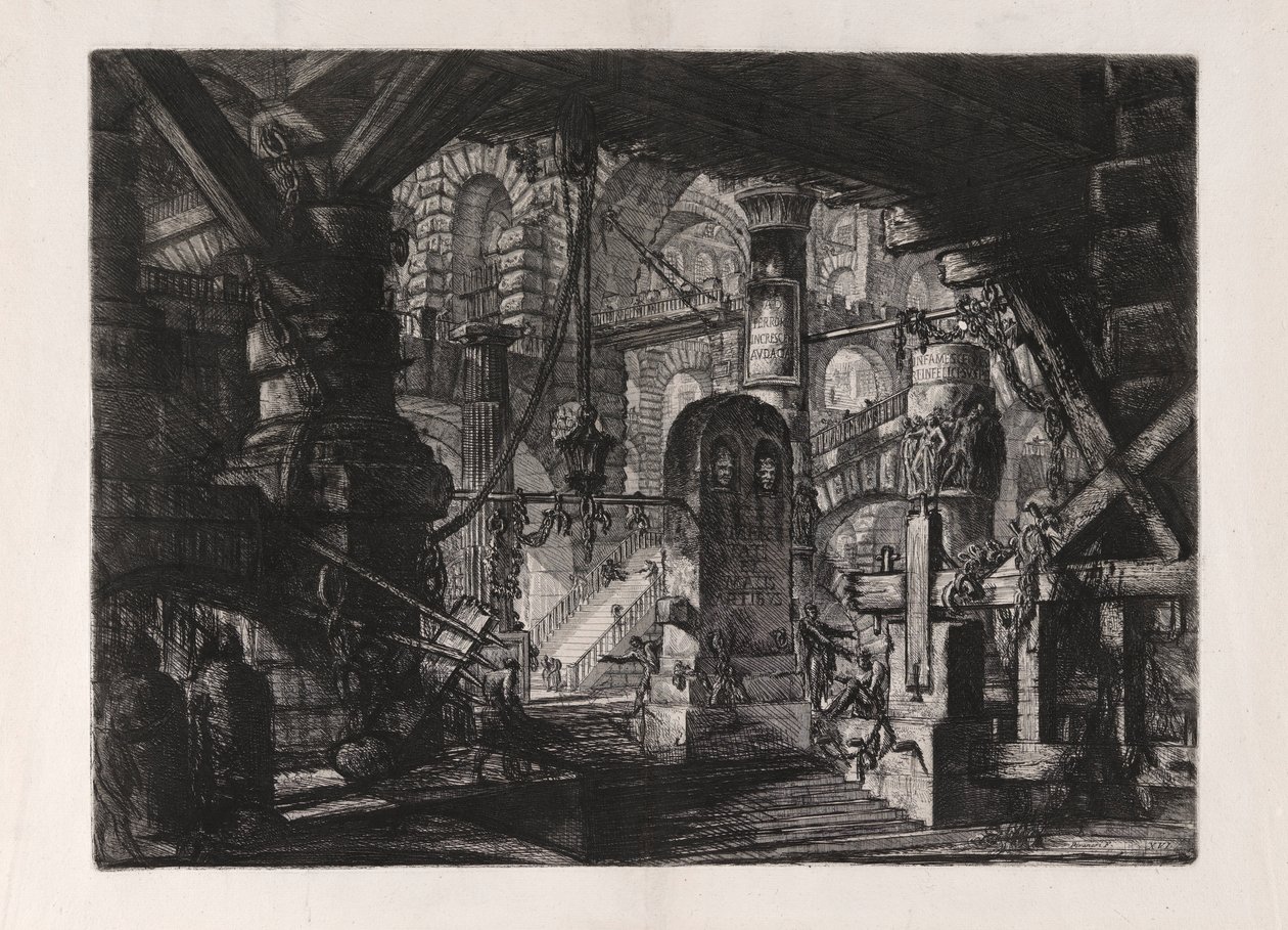 Molo s řetězy, deska 16 od Carceri d od Giovanni Battista Piranesi
