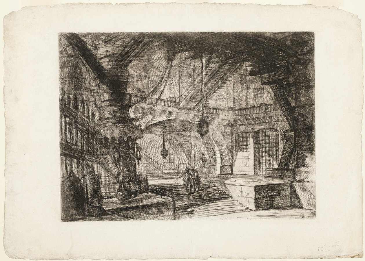 The Pier with Chains, deska 16 z Imaginary Prisons od Giovanni Battista Piranesi