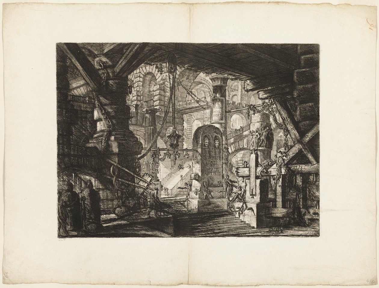 The Pier with Chains, deska 16 z Imaginary Prisons od Giovanni Battista Piranesi
