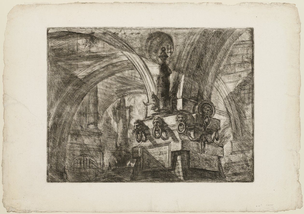Molo s lampou, deska 15 z Imaginary Prisons od Giovanni Battista Piranesi