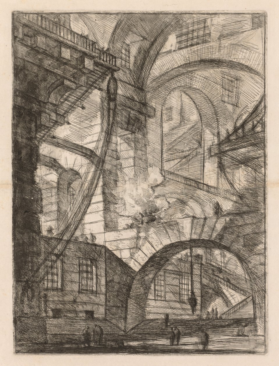 Vězení: Perspektiva oblouků s kouřícím ohněm od Giovanni Battista Piranesi