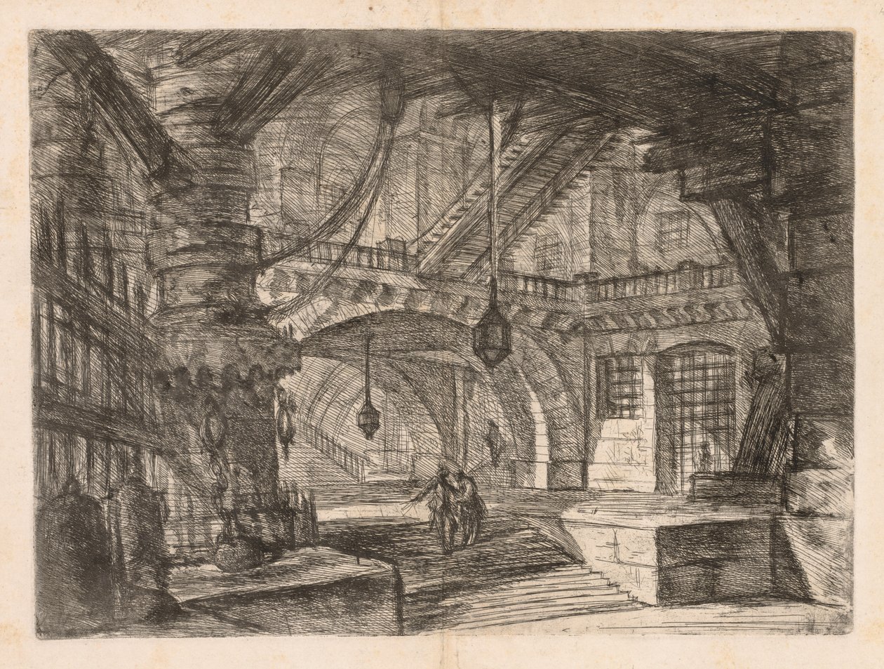 Věznice: Široký sál s lucernami od Giovanni Battista Piranesi