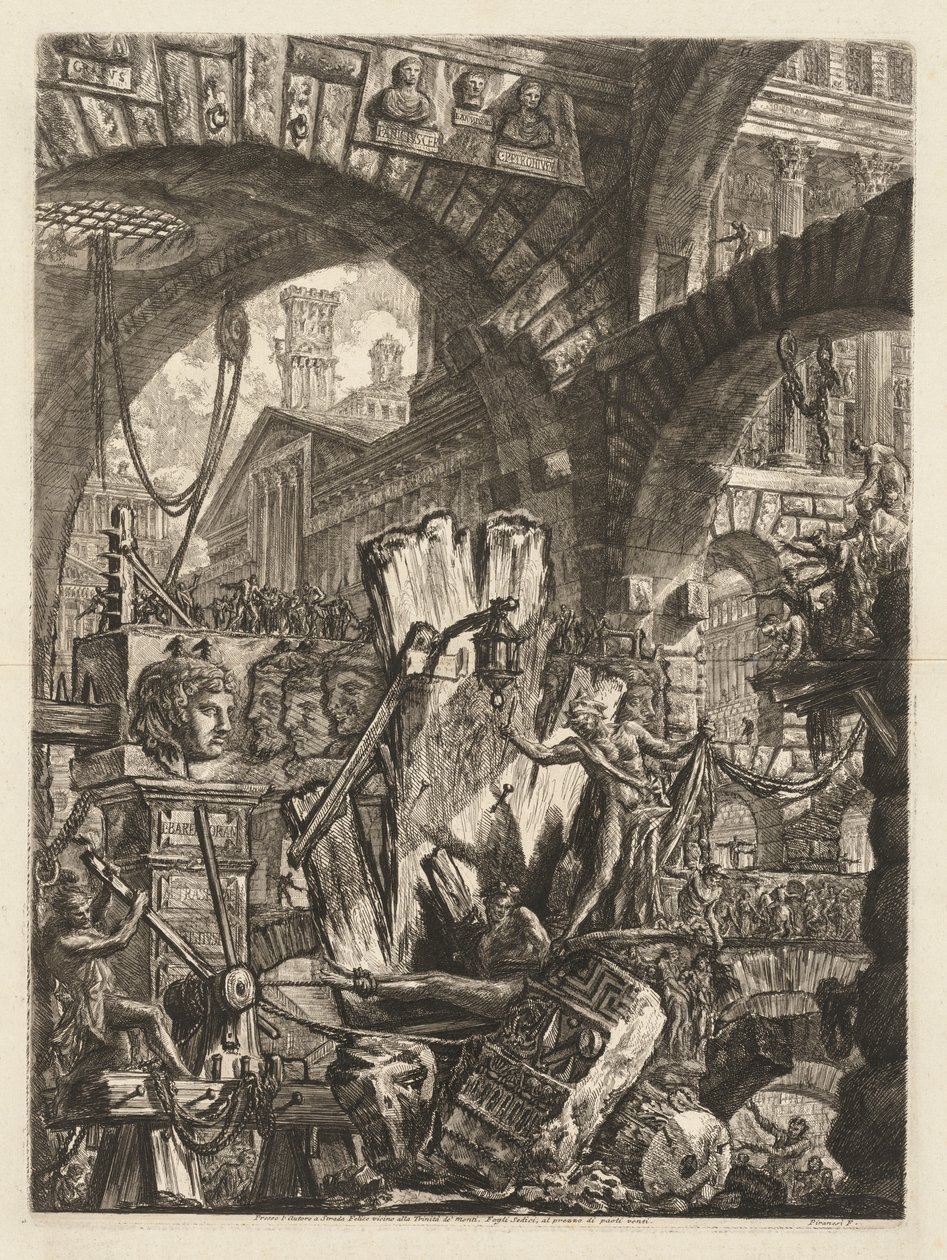 The Prisons: An Architectural Medly, s mužem na skále v popředí, 1745-50. od Giovanni Battista Piranesi