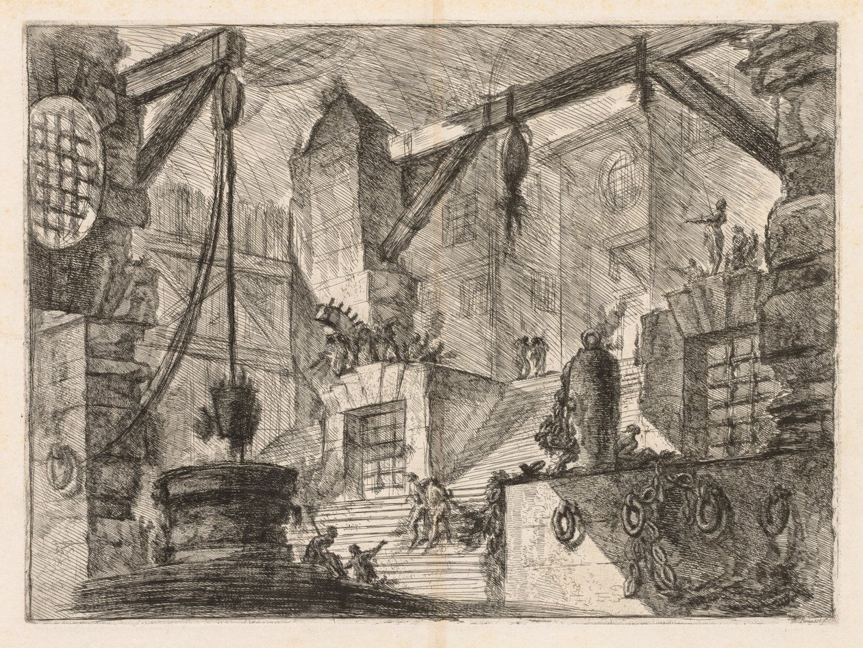 Věznice: Kolonádový interiér se širokým schodištěm, 1745-1750. od Giovanni Battista Piranesi