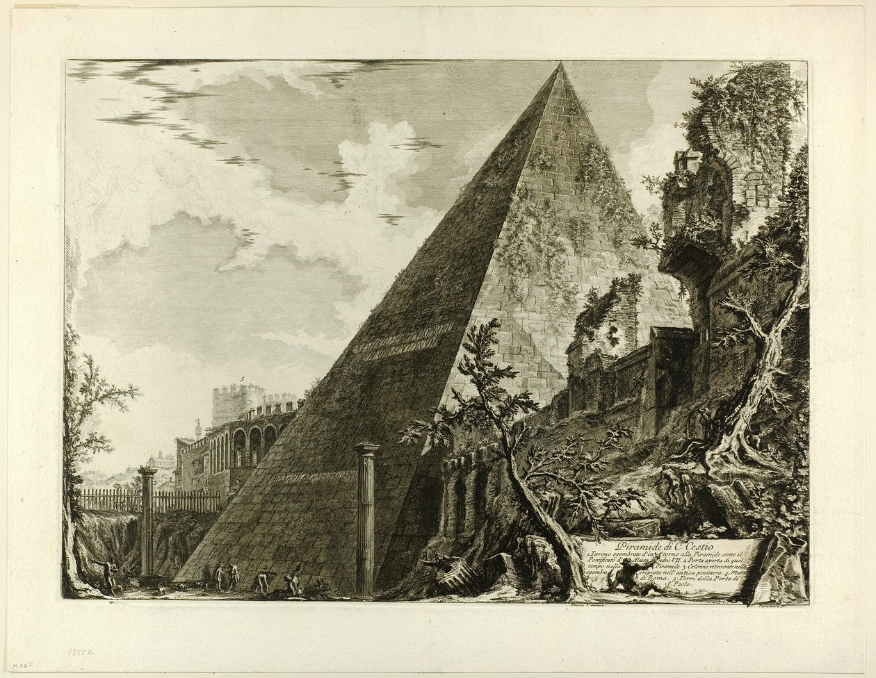 Pyramida Gaia Cestia, z Pohledů na Řím od Giovanni Battista Piranesi