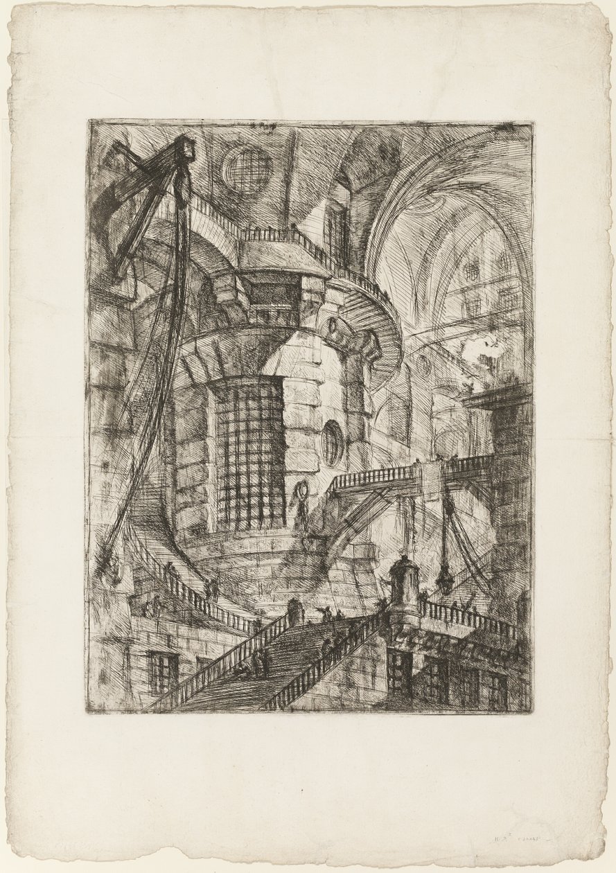 Kulatá věž, deska 3 z imaginárních věznic od Giovanni Battista Piranesi