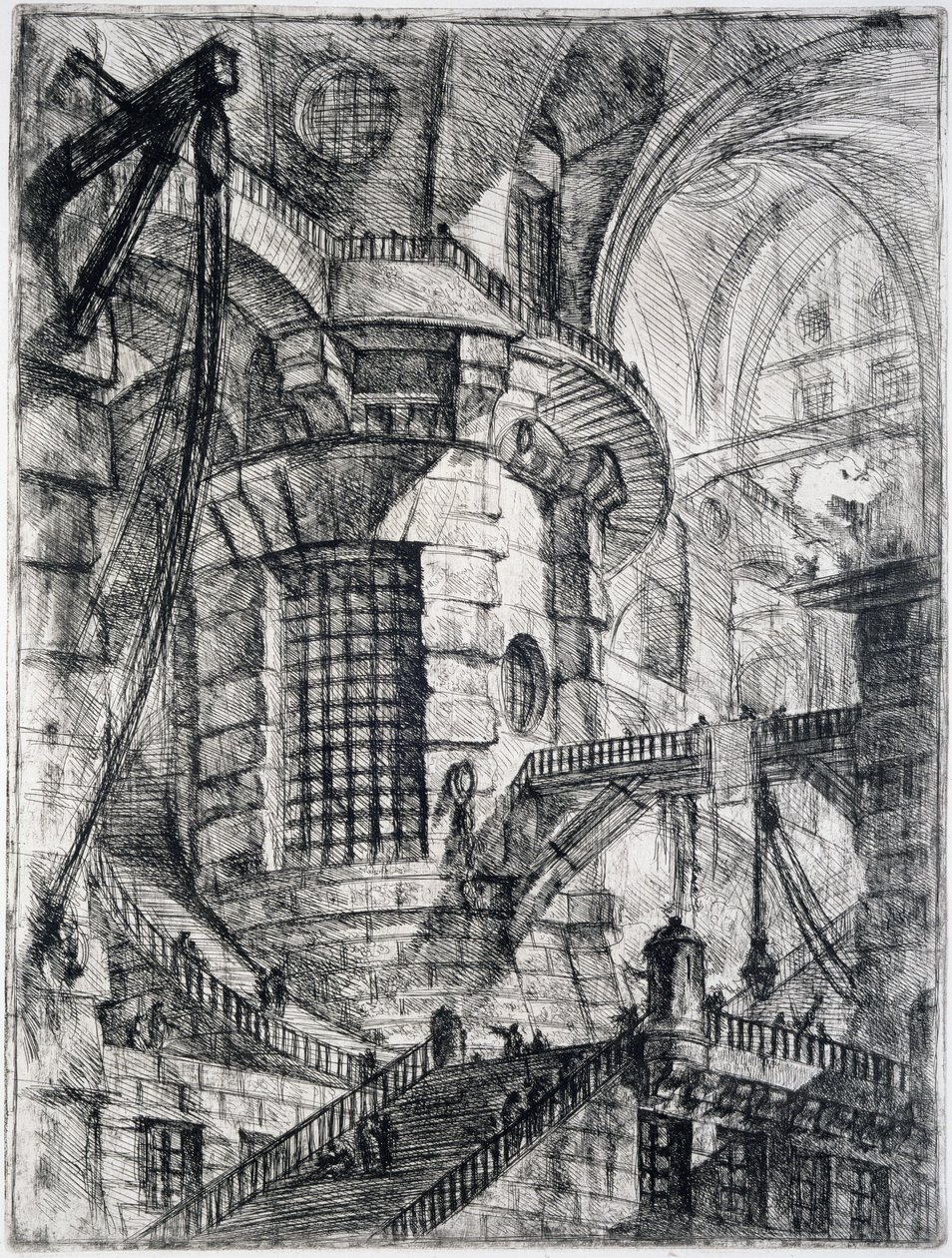 Kulatá věž, deska III z Carceri dInvenzione, c.1749 od Giovanni Battista Piranesi