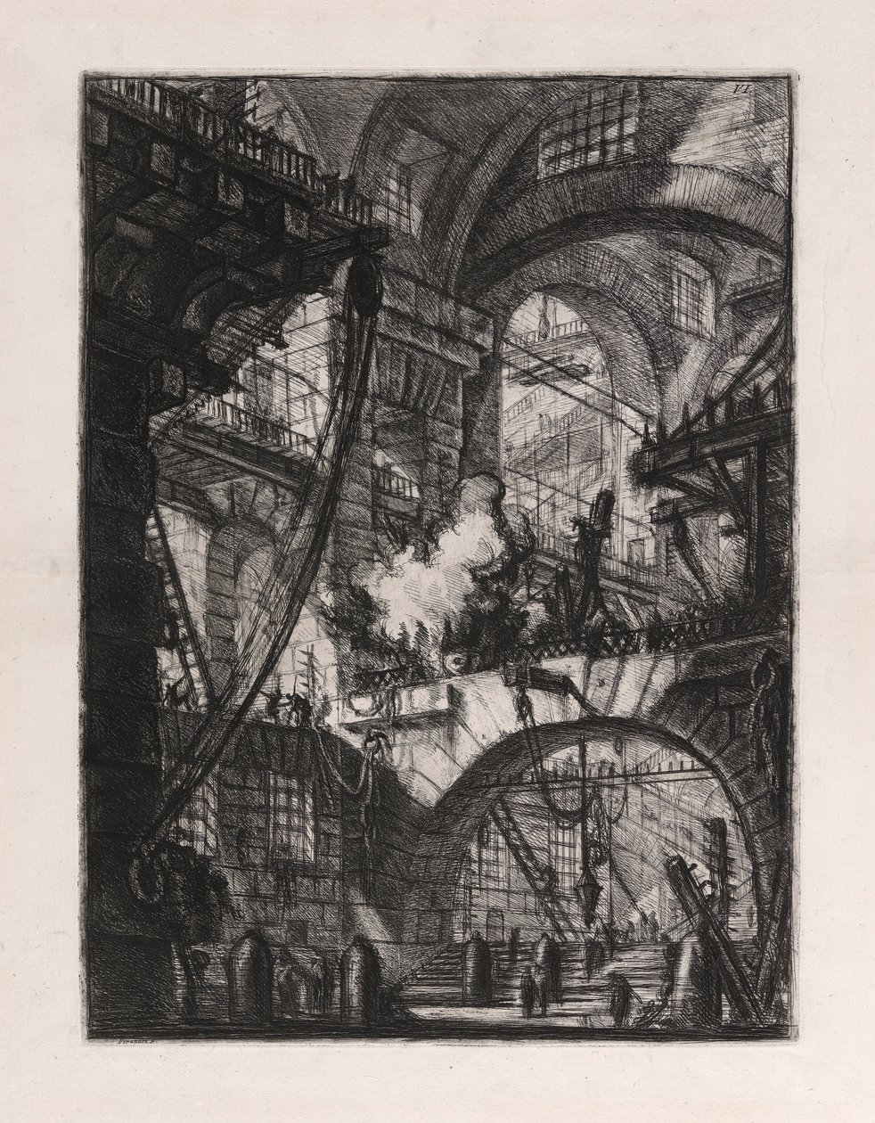 The Smoking Fire, deska 6 od Carceri d od Giovanni Battista Piranesi