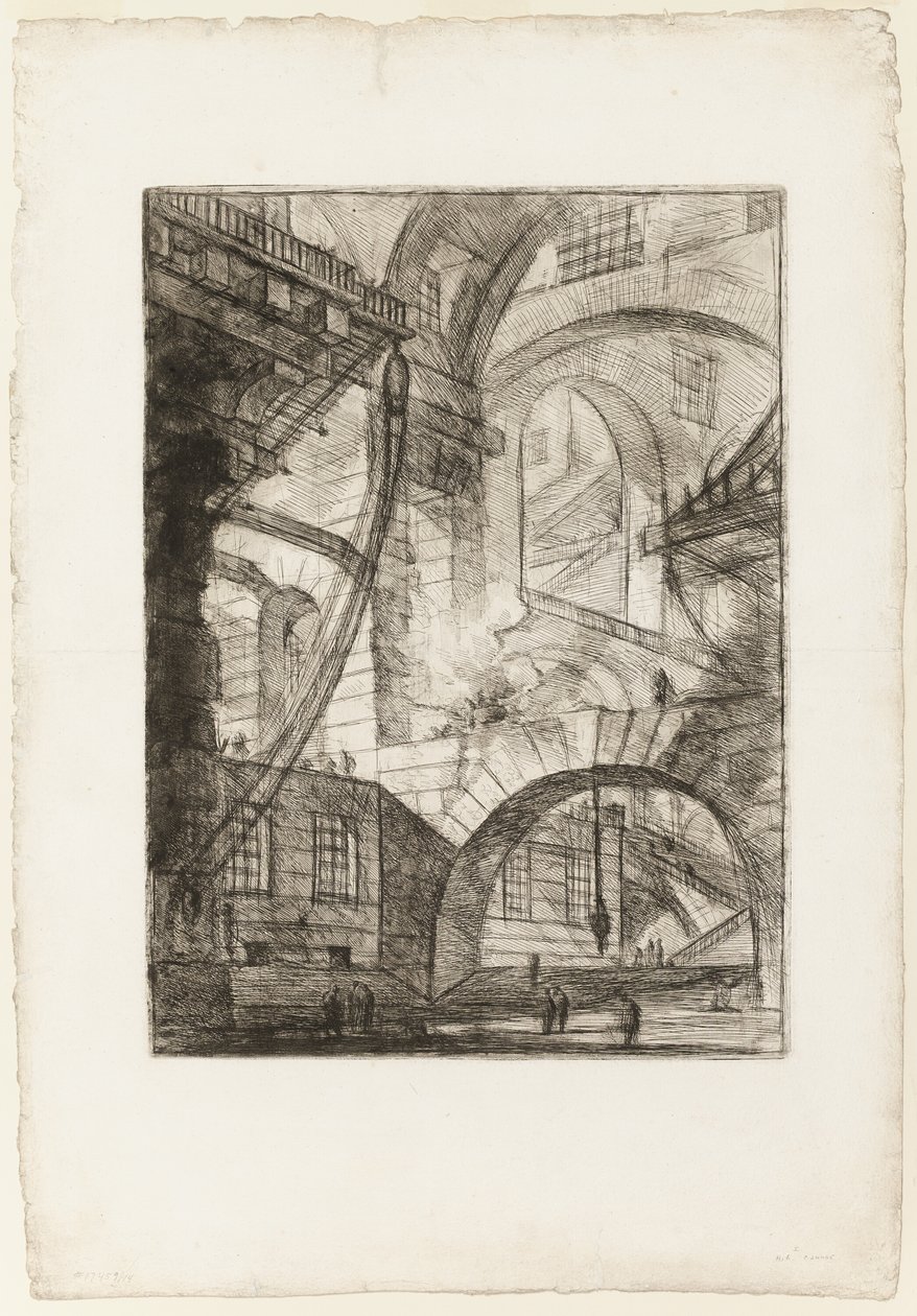 The Smoking Fire, deska 6 z Imaginary Prisons od Giovanni Battista Piranesi