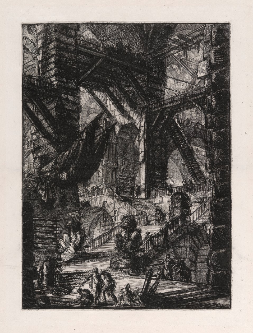 Schodiště s trofejemi, deska 8 od Carceri d od Giovanni Battista Piranesi