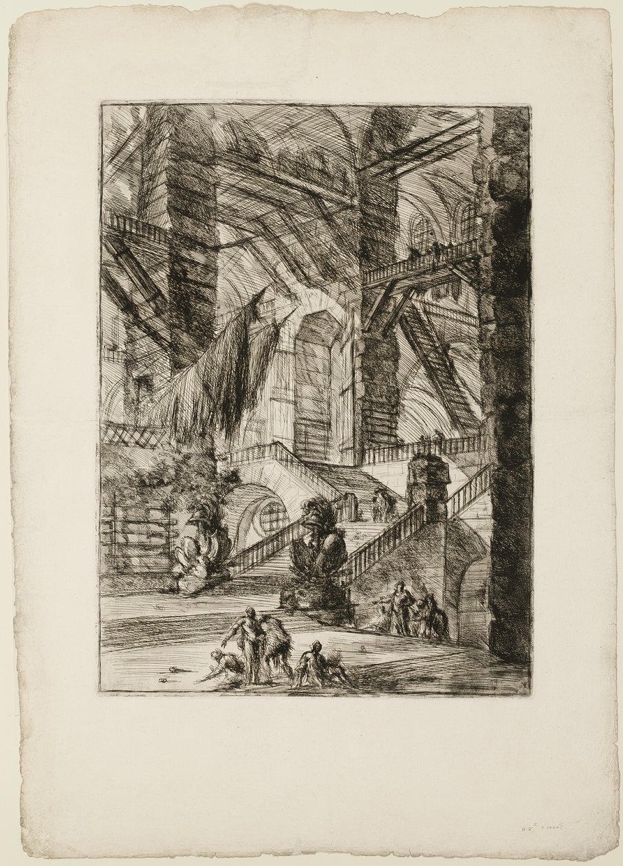 Schodiště s trofejemi, deska 8 z imaginárních věznic od Giovanni Battista Piranesi