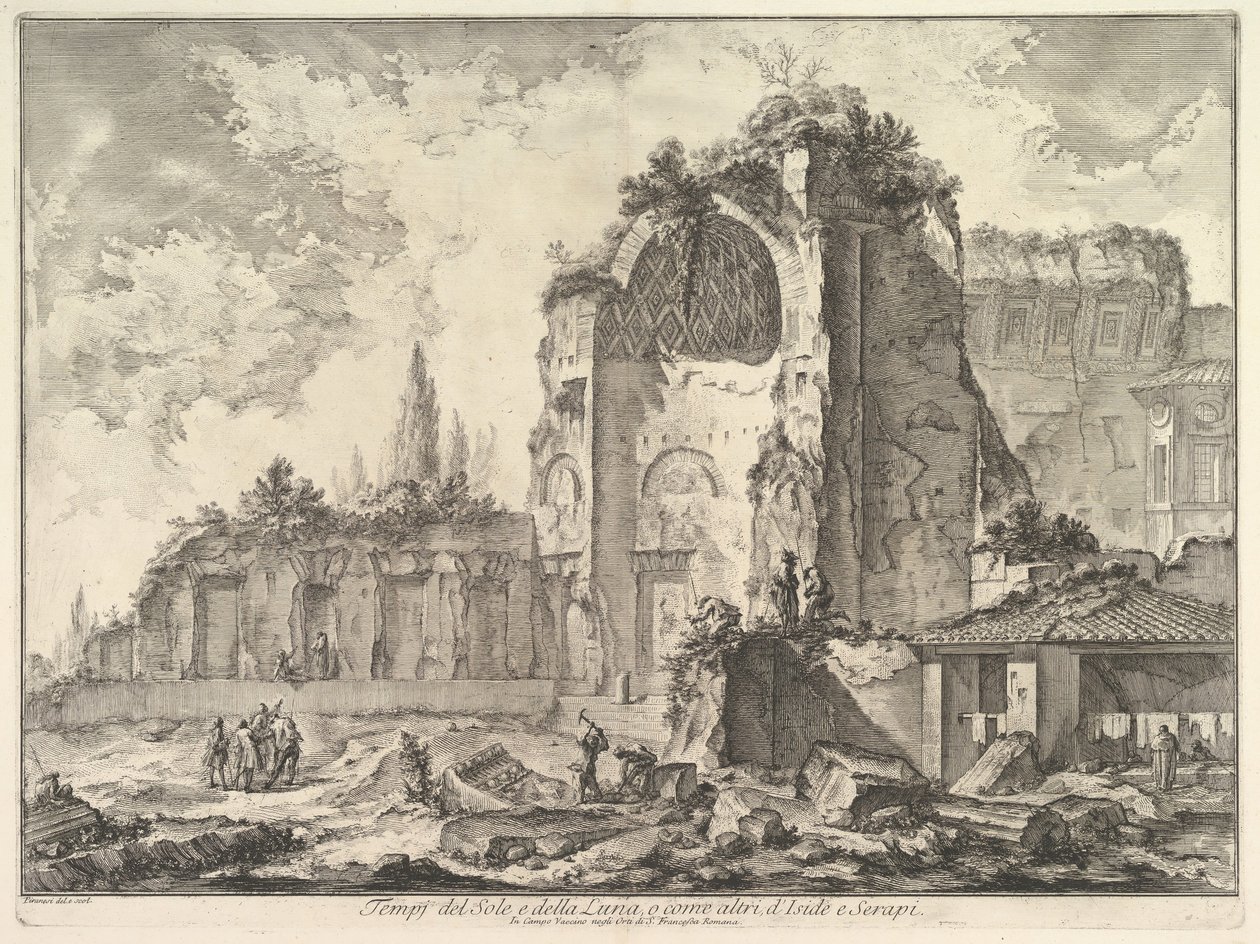 Chrám Venuše a Romů chybně nazývaný Chrám Sol a Luna Veduta degli..., ca. 1759. od Giovanni Battista Piranesi