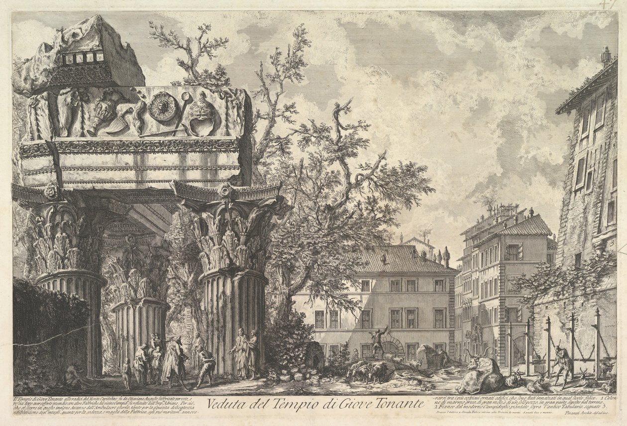 The Temple of Vespian View of the Temple of Jupiter Thundering, ca. 1756. od Giovanni Battista Piranesi