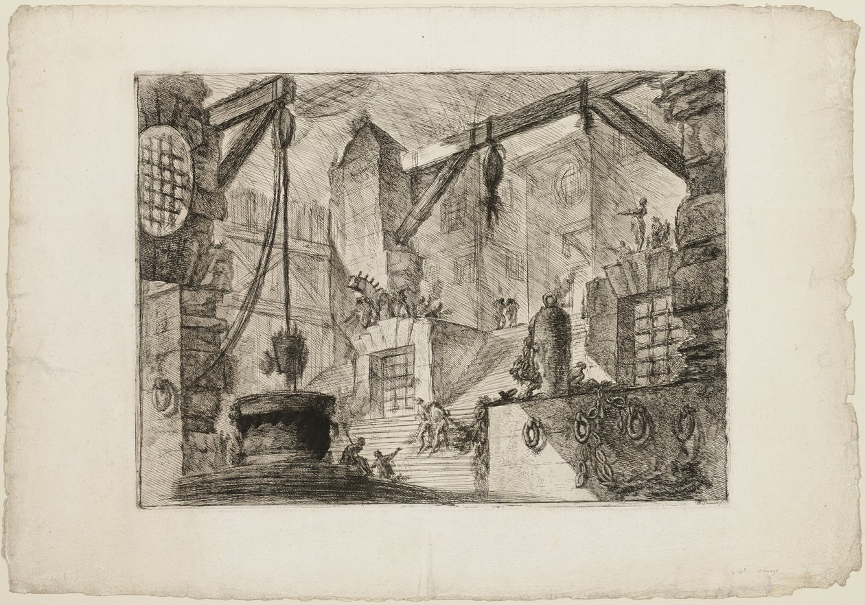 Studna, talíř 13 z imaginárních věznic od Giovanni Battista Piranesi