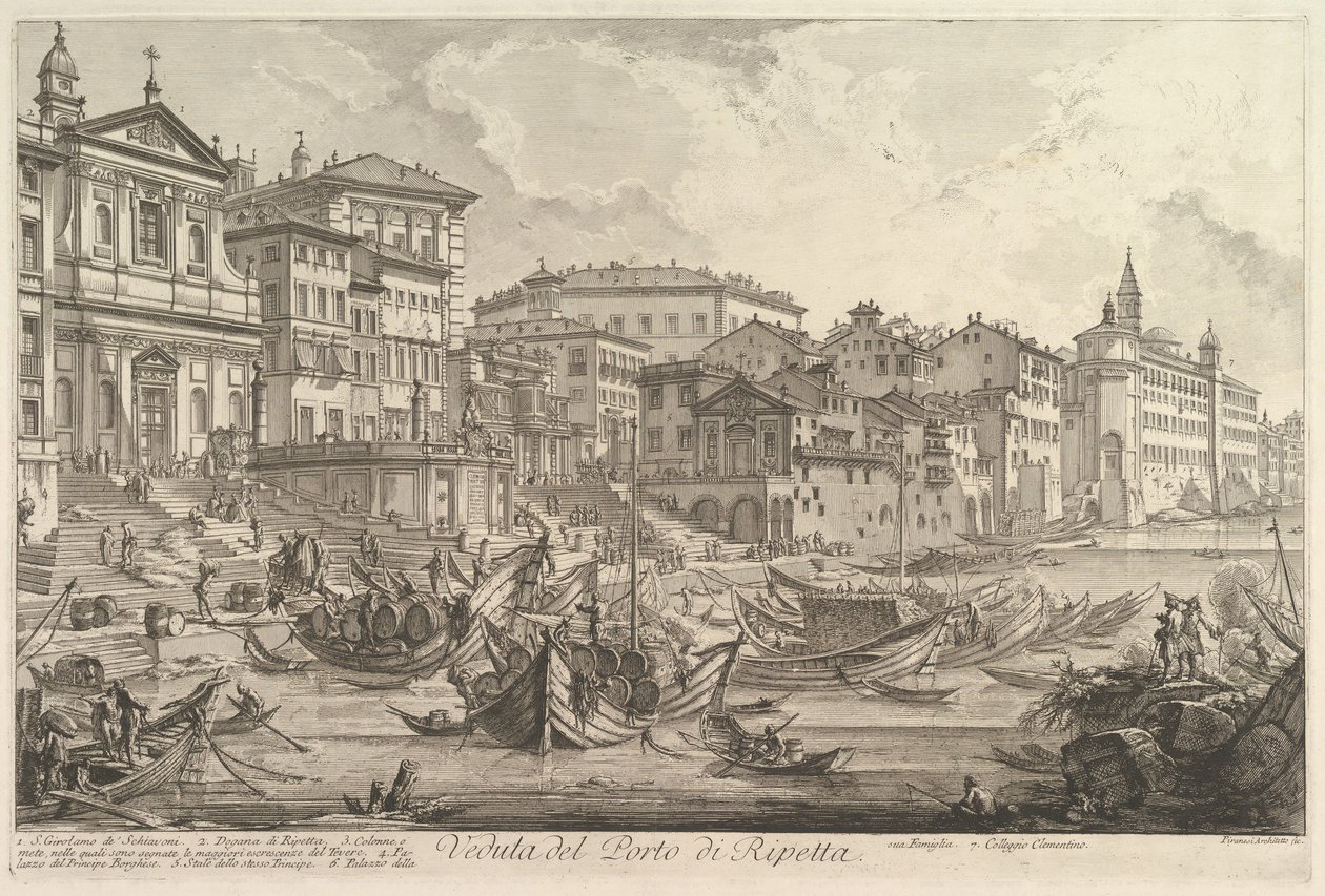 Menší přístav, nazývaný Porto di Ripetta Pohled na přístav Ripetta, ca. 1753. od Giovanni Battista Piranesi