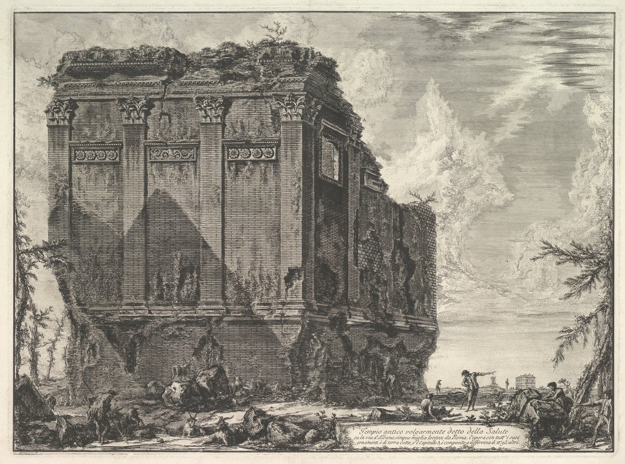 Takzvaný chrám Salus, na cestě do Albano Starověký chrám běžně známý jako ..., ca. 1763. od Giovanni Battista Piranesi
