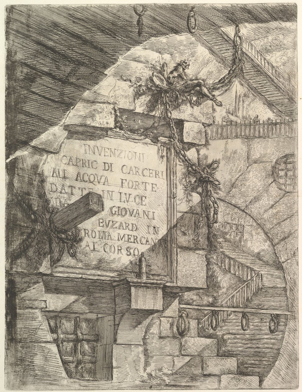 Titulní strana, z Carceri dinvenzione imaginární věznice, ca. 1749-50. od Giovanni Battista Piranesi