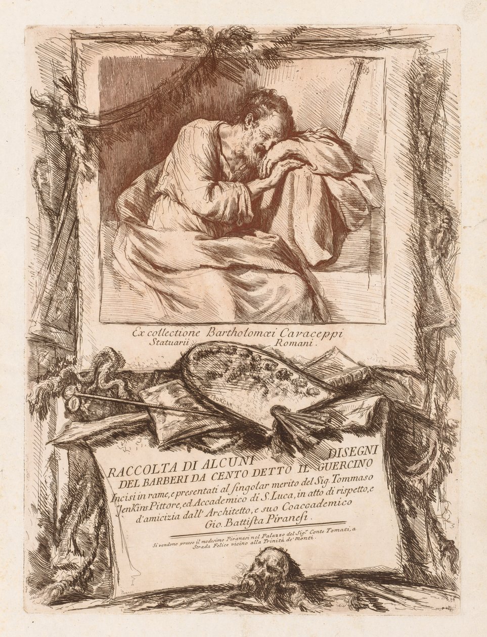 Titulní strana sbírky některých kreseb Barberiho z Cento Ietto il Gerucino, 1764. od Giovanni Battista Piranesi