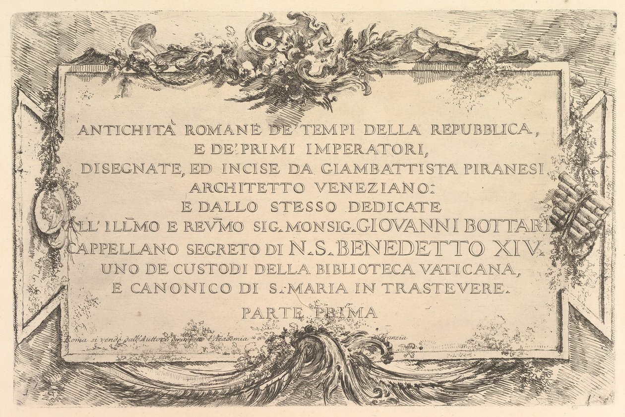 Titulní list: Římský starověk doby republiky a prvních císařů Antich..., ca. 1748. od Giovanni Battista Piranesi