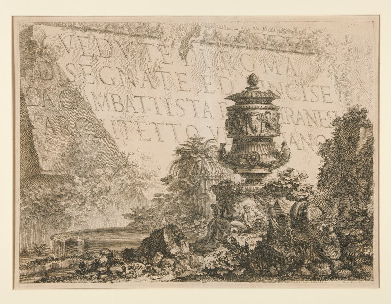 Titulní strana: Pohledy na Řím nakreslil a vyleptal Giambattista Piranesi, benátský architekt), z Vedute di Roma od Giovanni Battista Piranesi