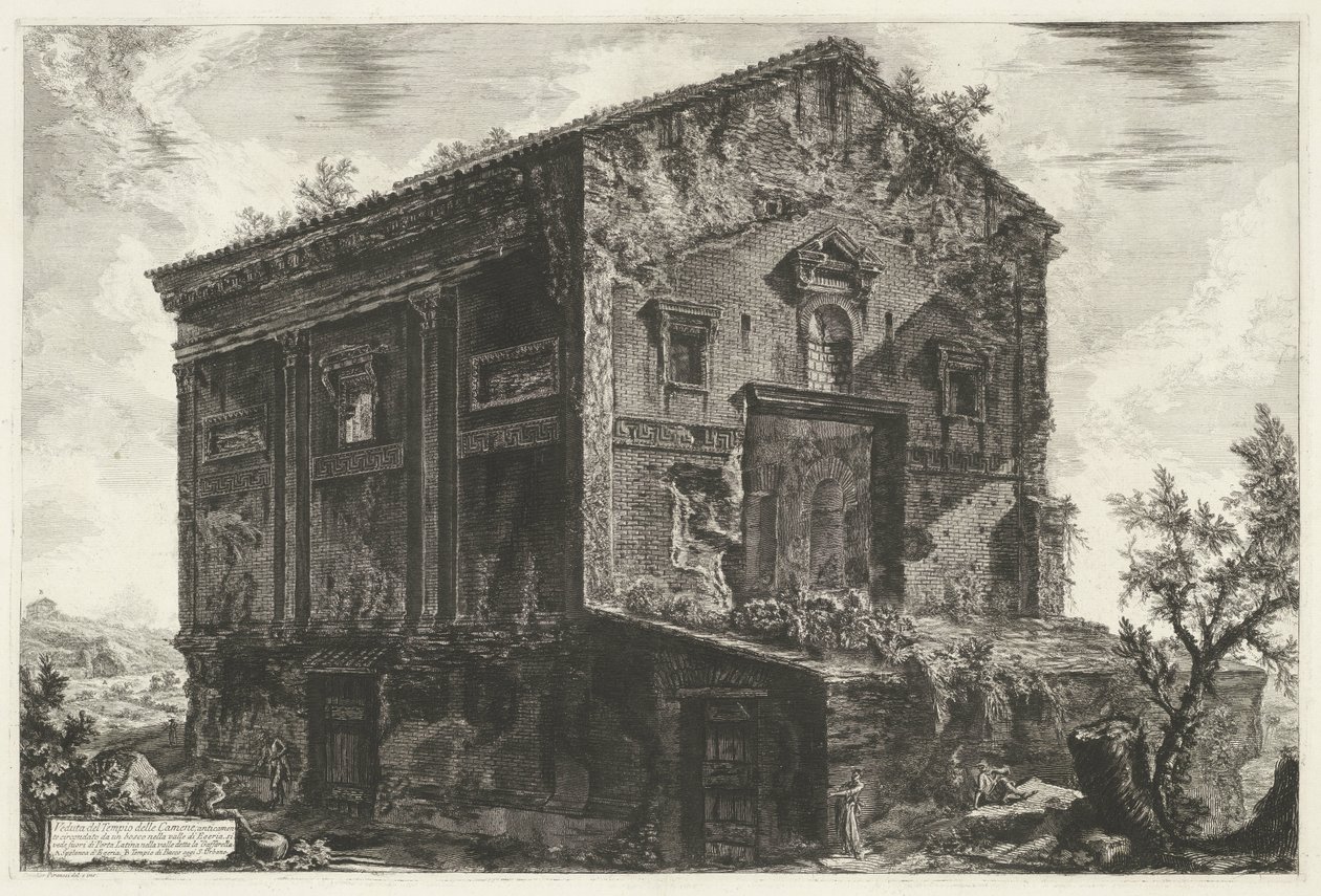 Tombe van Aspasia Annia Regilla te Rome Pohled na chrám Camene (název na objektu) Gezichten op Rome (název série) Pohledy na Řím navržený a vyrytý architektem Giambattista Piranesi Ve (nez) iano (název série) od Giovanni Battista Piranesi