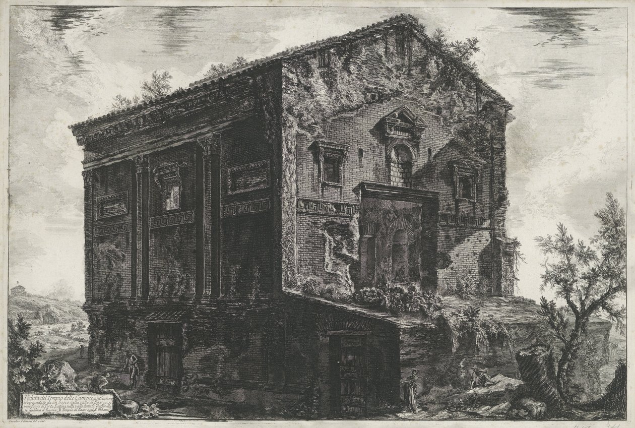 Tombe van Aspasia Annia Regilla te Rome Pohled na chrám Camene (název na objektu) Gezichten op Rome (název série) Pohledy na Řím navržený a vyrytý architektem Giambattista Piranesi Ve (nez) iano (název série) od Giovanni Battista Piranesi