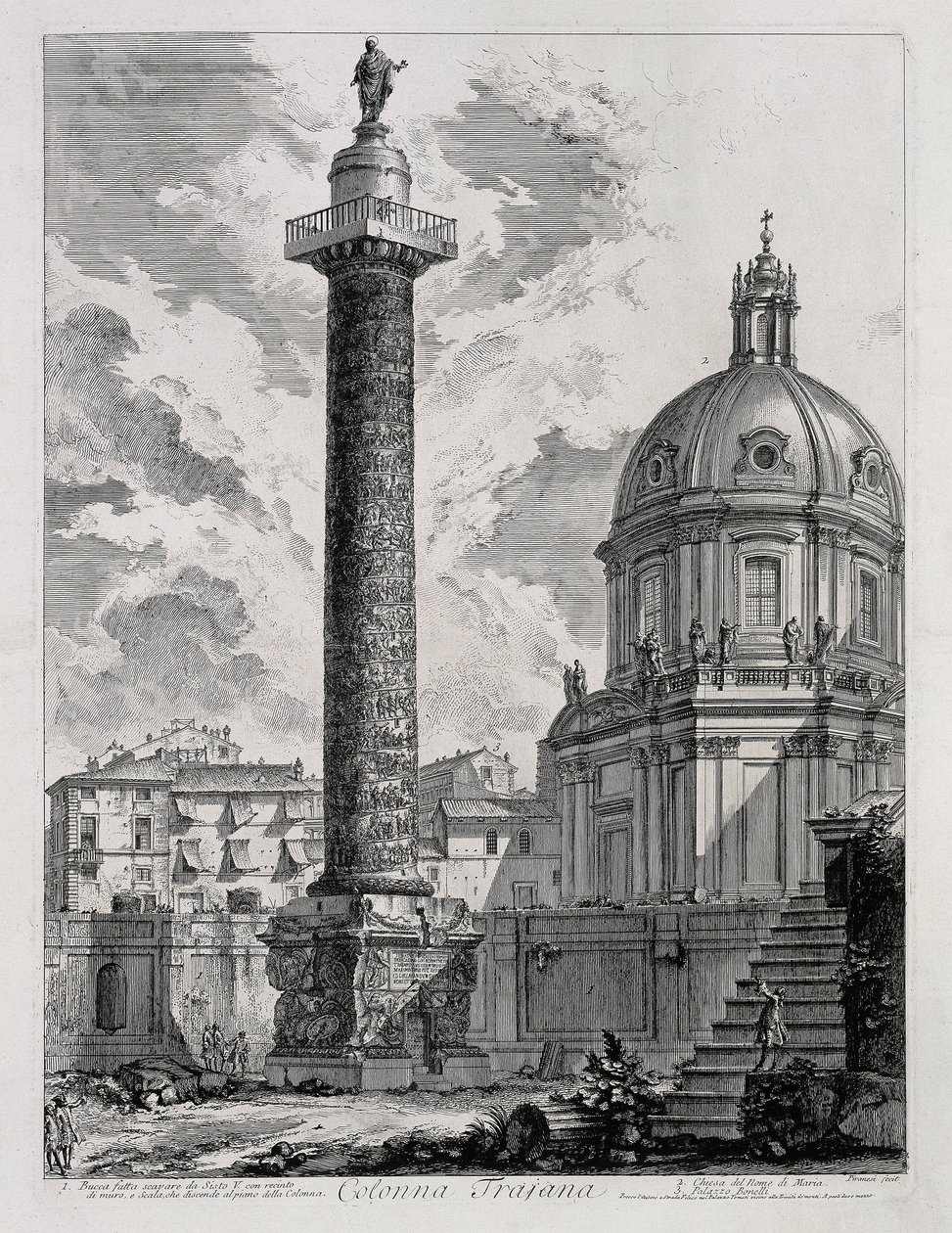 Trajánův sloup (z: Vedute di Roma) od Giovanni Battista Piranesi