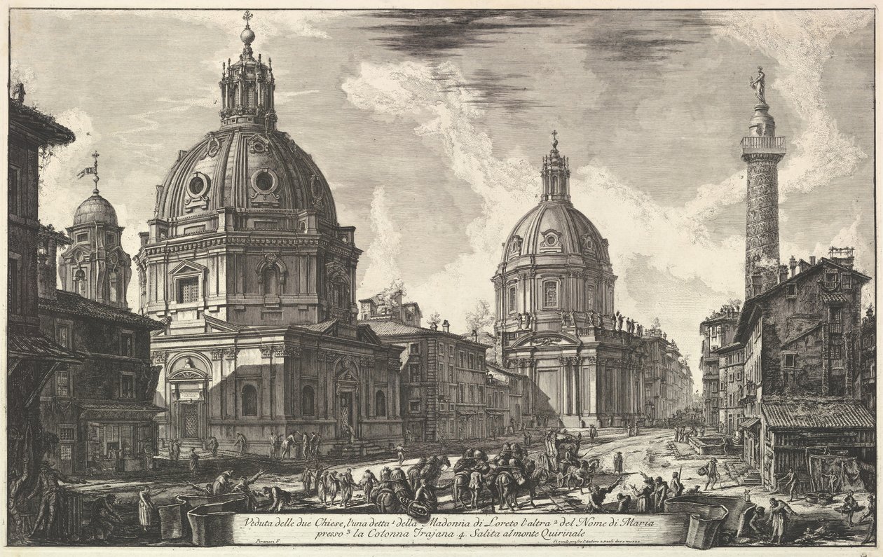Dva kostely poblíž Trajanova sloupu, S. Maria di Loreto a Santissimo Nome di Maria Ve ..., ca. 1762. od Giovanni Battista Piranesi