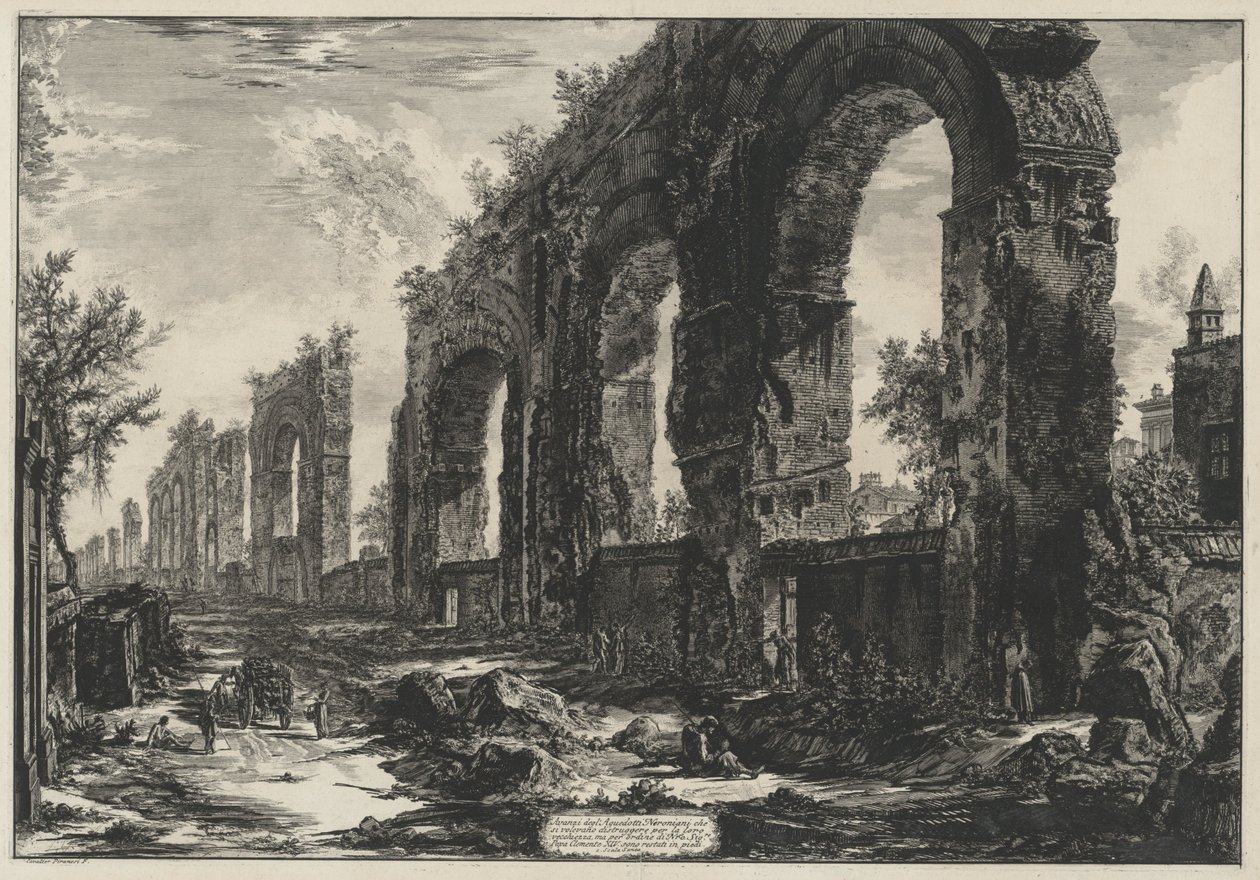 Pozůstatky neronovských akvaduktů (z: Vedute di Roma) od Giovanni Battista Piranesi