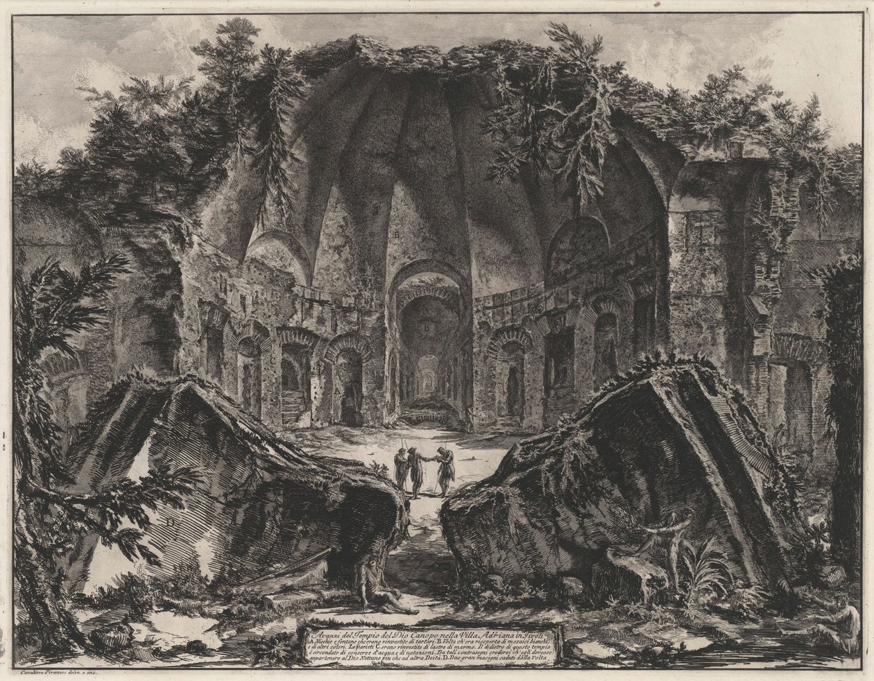 Pozůstatky Canopu v Hadriánově vile v Tivoli (z: Vedute di Roma) od Giovanni Battista Piranesi