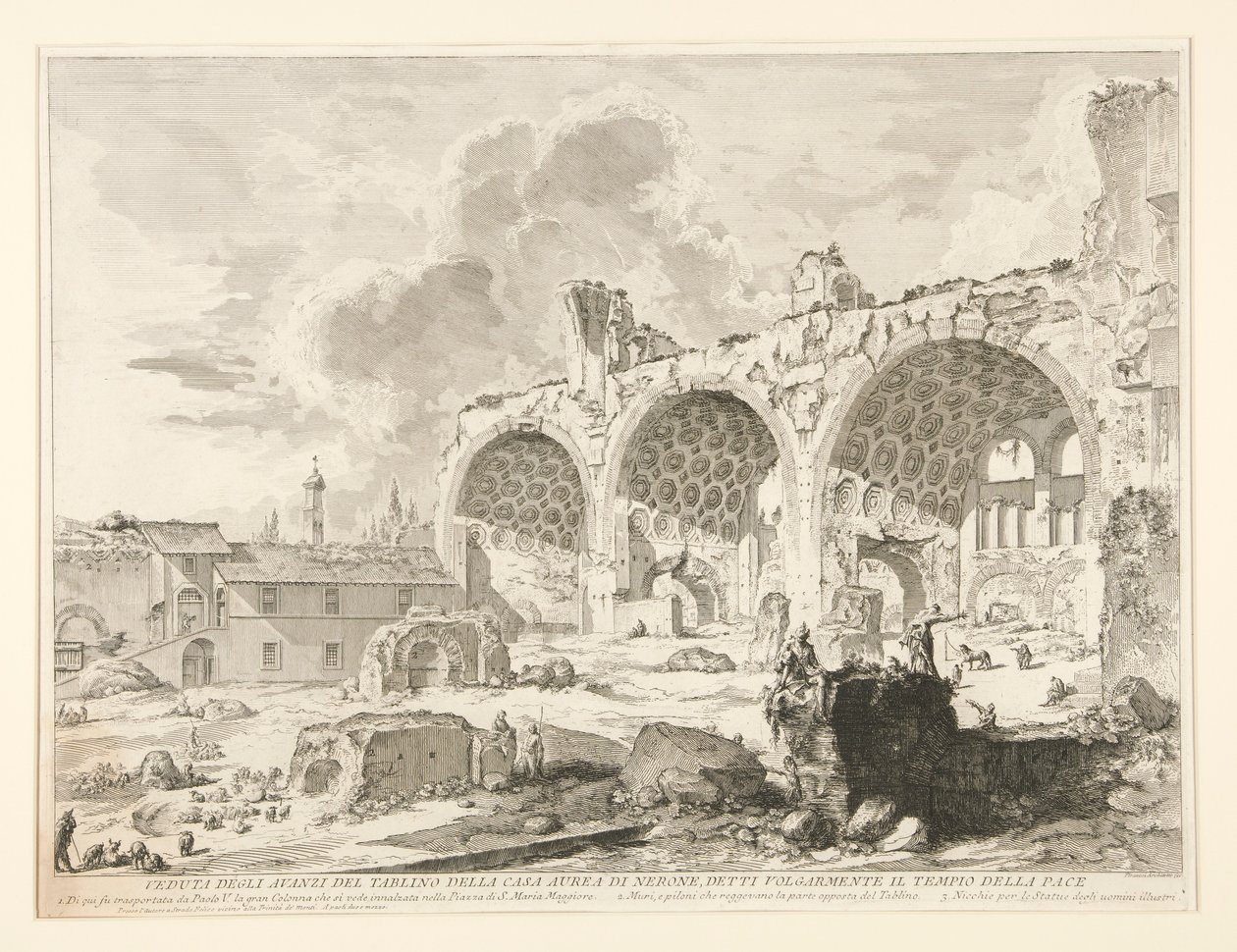 Pohled na zbytky jídelny Nera od Giovanni Battista Piranesi