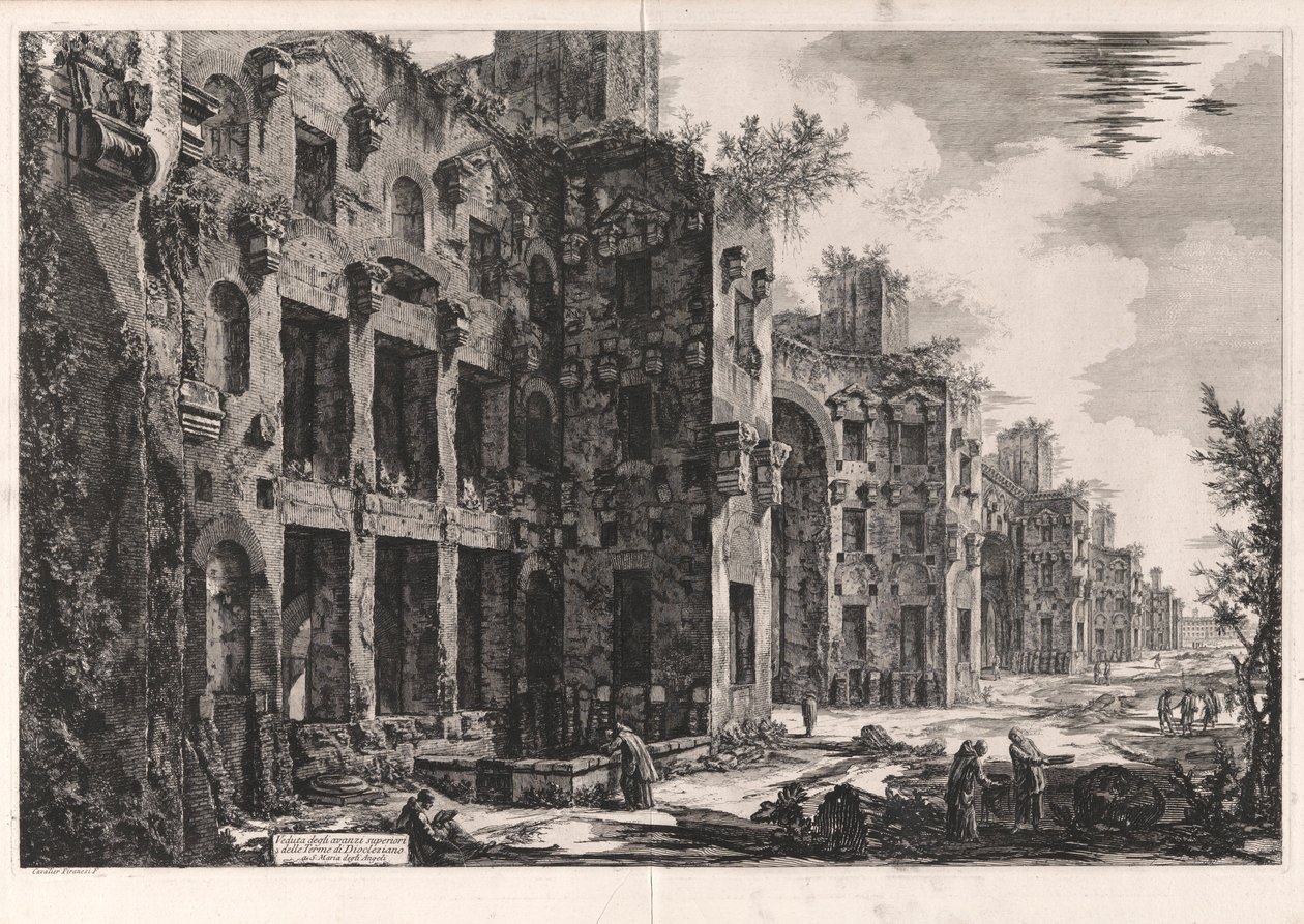 Pohled na horní zbytky Diokleciánových lázní v Santa Maria degli Angeli [vnitřek Frigidária: jižní stěna]), z Vedute di Roma (Pohledy na Řím) od Giovanni Battista Piranesi