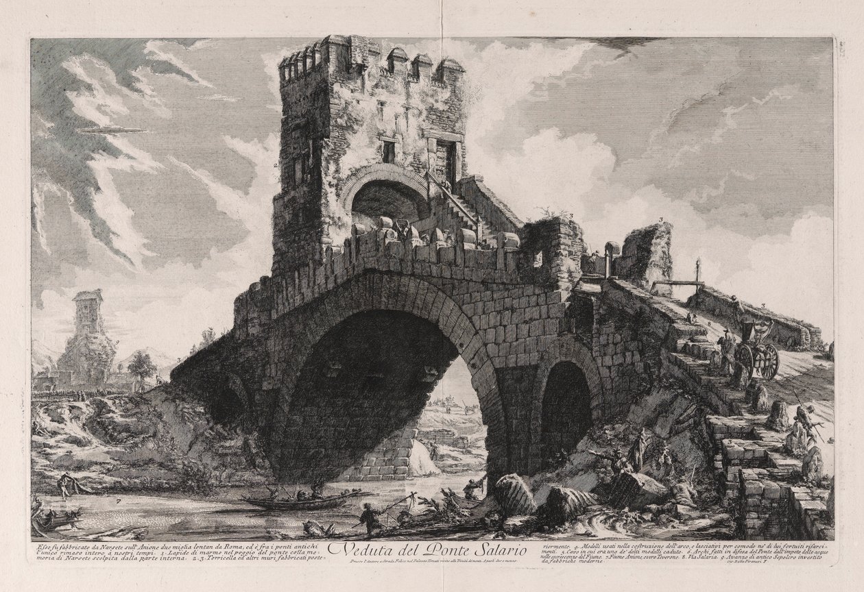 Veduta del Ponte Salario (Pohled na most Salario), z Vedute di Roma (Pohledy na Řím) od Giovanni Battista Piranesi