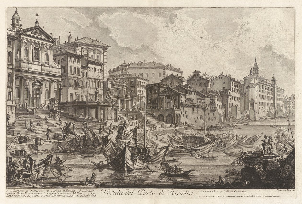Veduta del Porto di Ripetta (Pohled na přístav Ripetta), z Vedute di Roma (Pohledy na Řím) od Giovanni Battista Piranesi