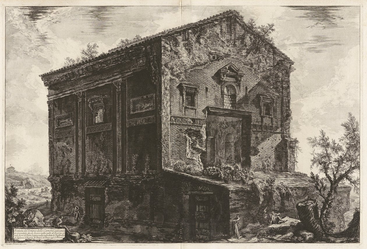 Pohled na chrám Camene v dávných dobách obklopený lesem v údolí Egeria od Giovanni Battista Piranesi