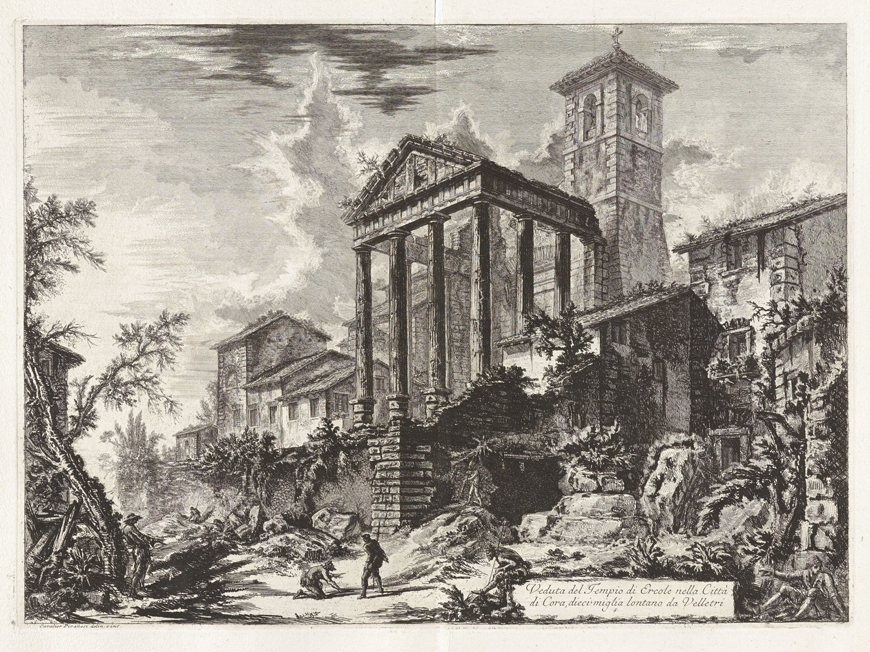 Pohled na Herkulův chrám ve městě Cora, deset mil od Velletri, z „Pohledů na Řím“ od Giovanni Battista Piranesi
