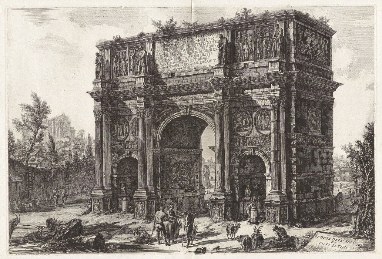 Pohled na Konstantinův oblouk, z Pohledů na Řím od Giovanni Battista Piranesi