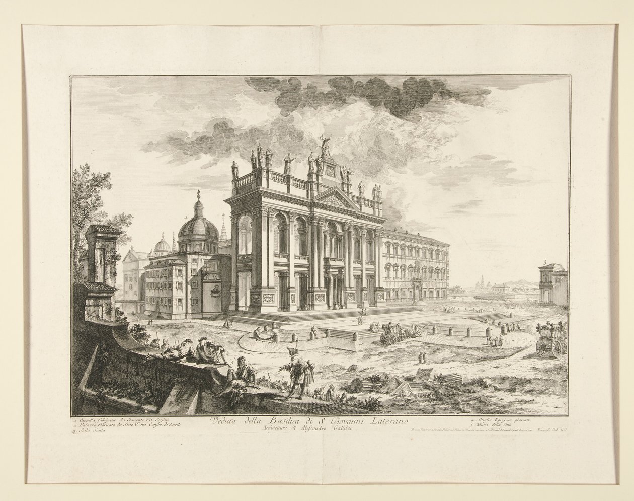 Pohled na baziliku S. Giovanni Laterano, z Pohledů na Řím od Giovanni Battista Piranesi