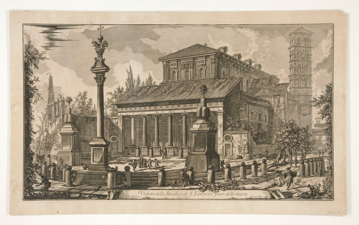 Pohled na S. Lorenzo mimo hradby (Pohled na S. Lorenzo mimo hradby), z Vedute di Roma od Giovanni Battista Piranesi