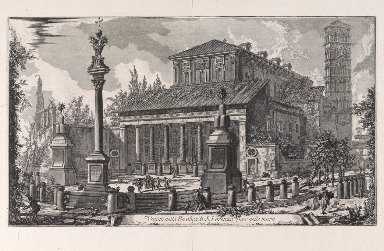 Pohled na baziliku San Lorenzo fuori delle Mura, z Vedute di Roma (Pohledy na Řím) od Giovanni Battista Piranesi
