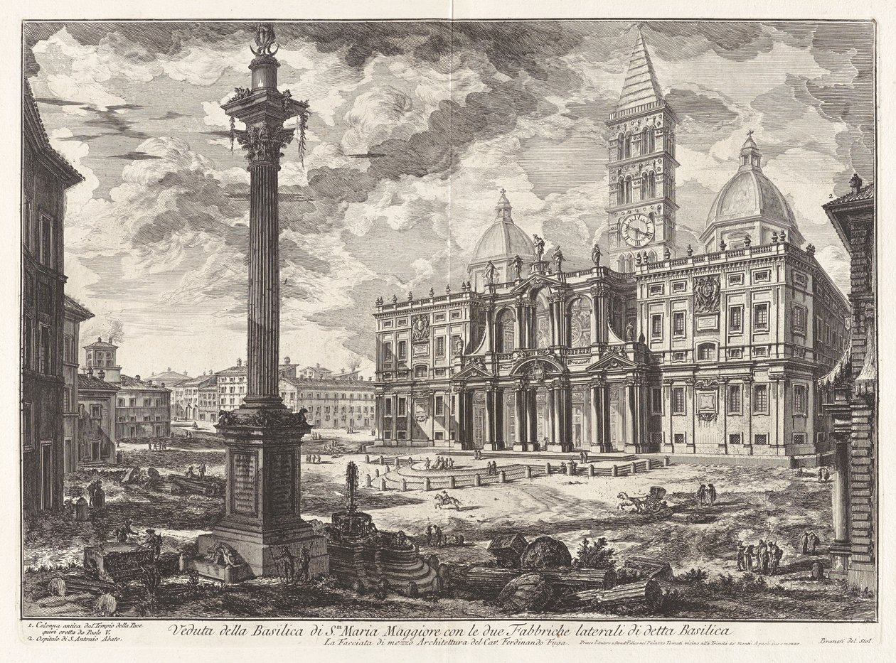 Pohled na baziliku Santa Maria [Maggiore] s jejími dvěma křídly, z Vedute di Roma (Pohledy na Řím) od Giovanni Battista Piranesi