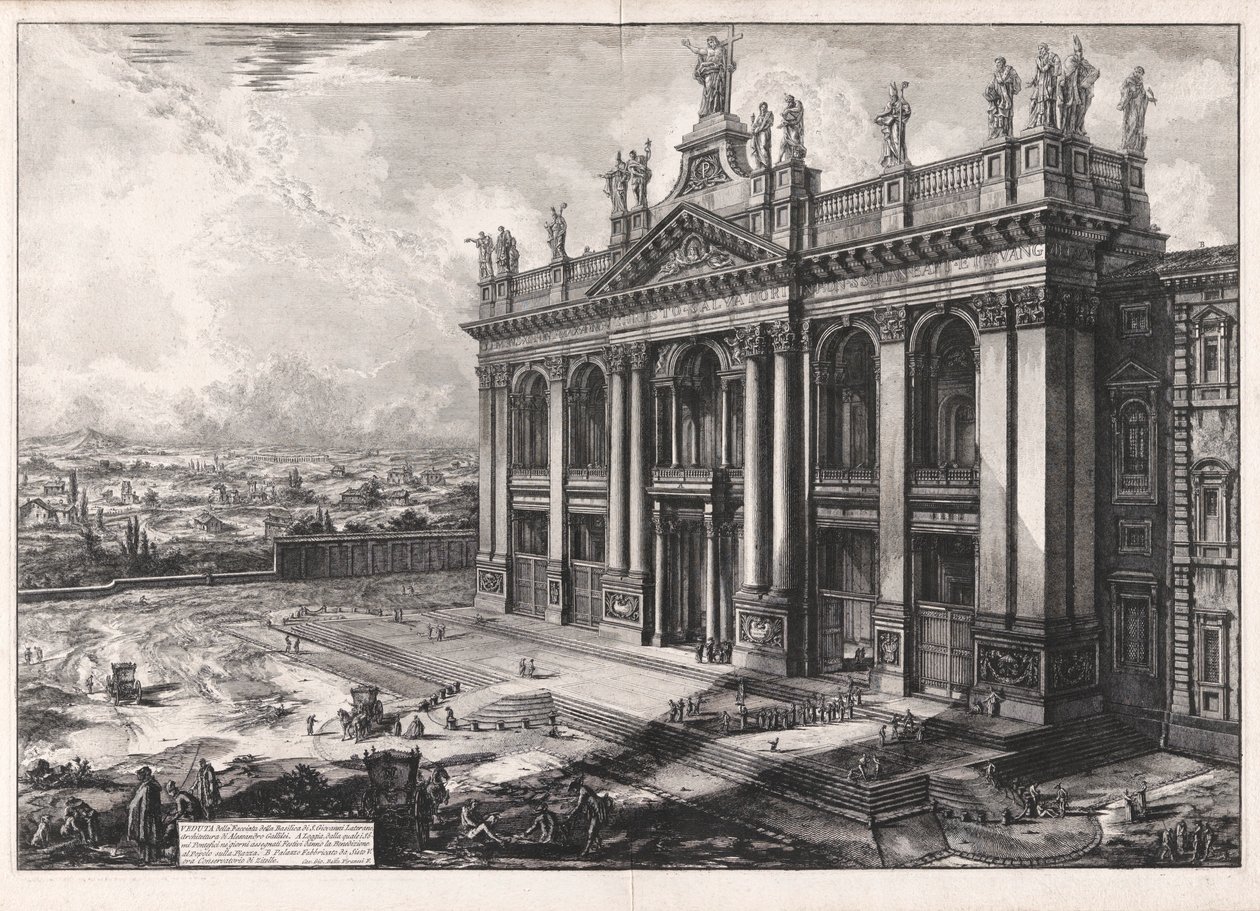 Pohled na průčelí baziliky S. Giovanni Laterano od Giovanni Battista Piranesi
