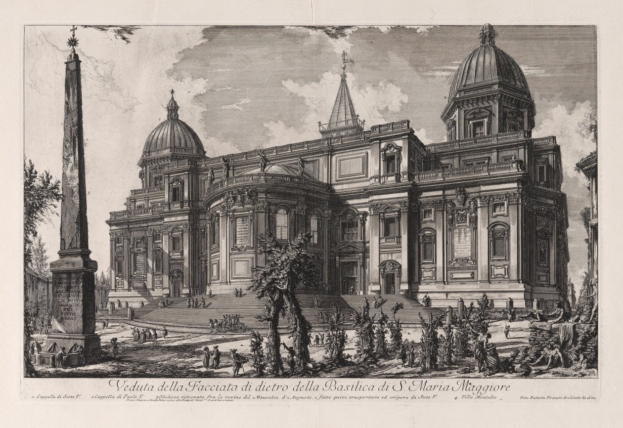 Pohled na zadní průčelí baziliky Santa Maria Maggiore, z Vedute di Roma (Pohledy na Řím) od Giovanni Battista Piranesi
